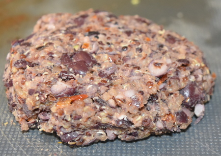 Black bean and quinoa burger patty all ready to cook!