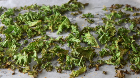 Crispy kale chips ready to eat!