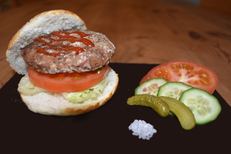 Crunchy Walnut and Almond Burger ready to eat