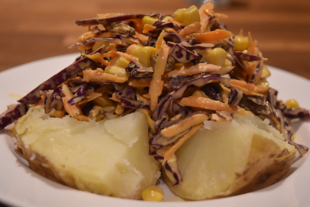 Perfect Baked Potato With Colourful Crunchy Coleslaw